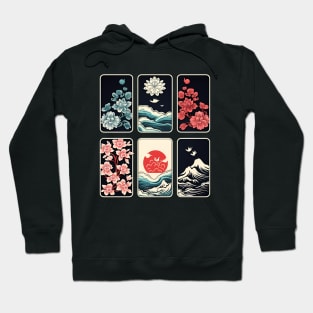 Japanese Inspired Panels | Japanese Waves and Flowers Hoodie